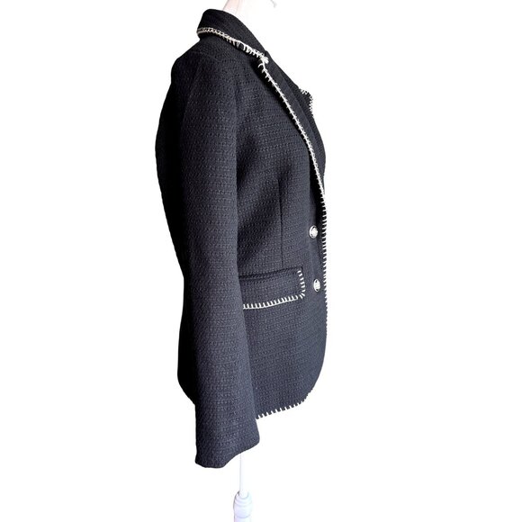 7 For All Mankind Dress Blazer Size Medium Crest Shank Buttons Black Formal 7FAM - Picture 5 of 10